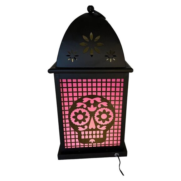 Halloween LED Skull Lantern Color Changing Light Candle Cutouts Purple Spooky - Picture 6 of 12